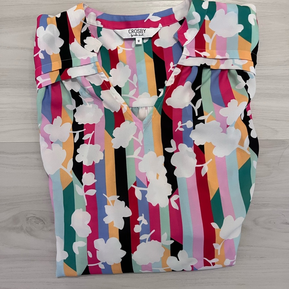 CROSBY by Mollie Burch Multicolor Floral Striped Tunic